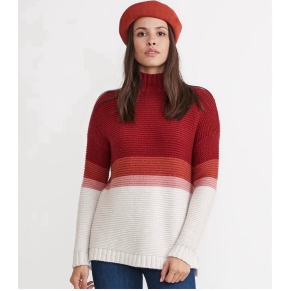 Marine Layer Red and Cream Turtleneck Sweater
